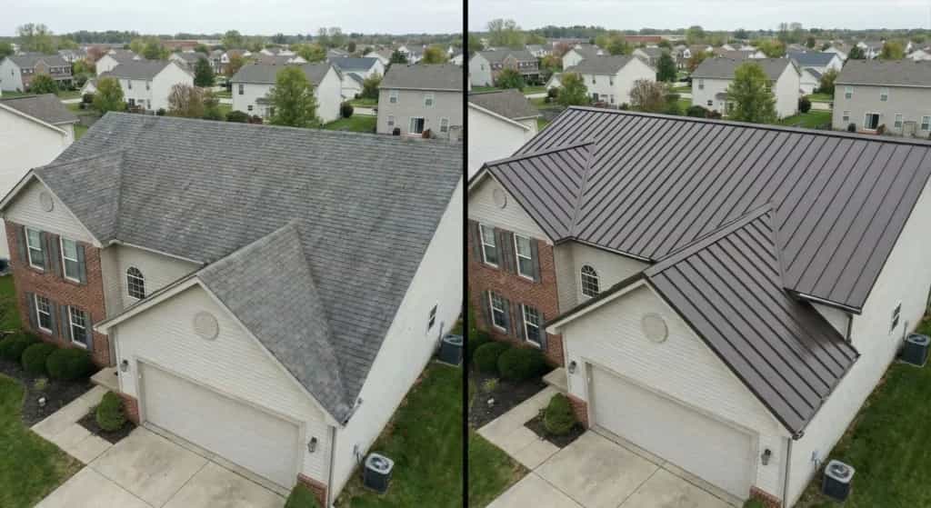 Before: Energy bills and storm fear. After: Modern roof, savings, and security.