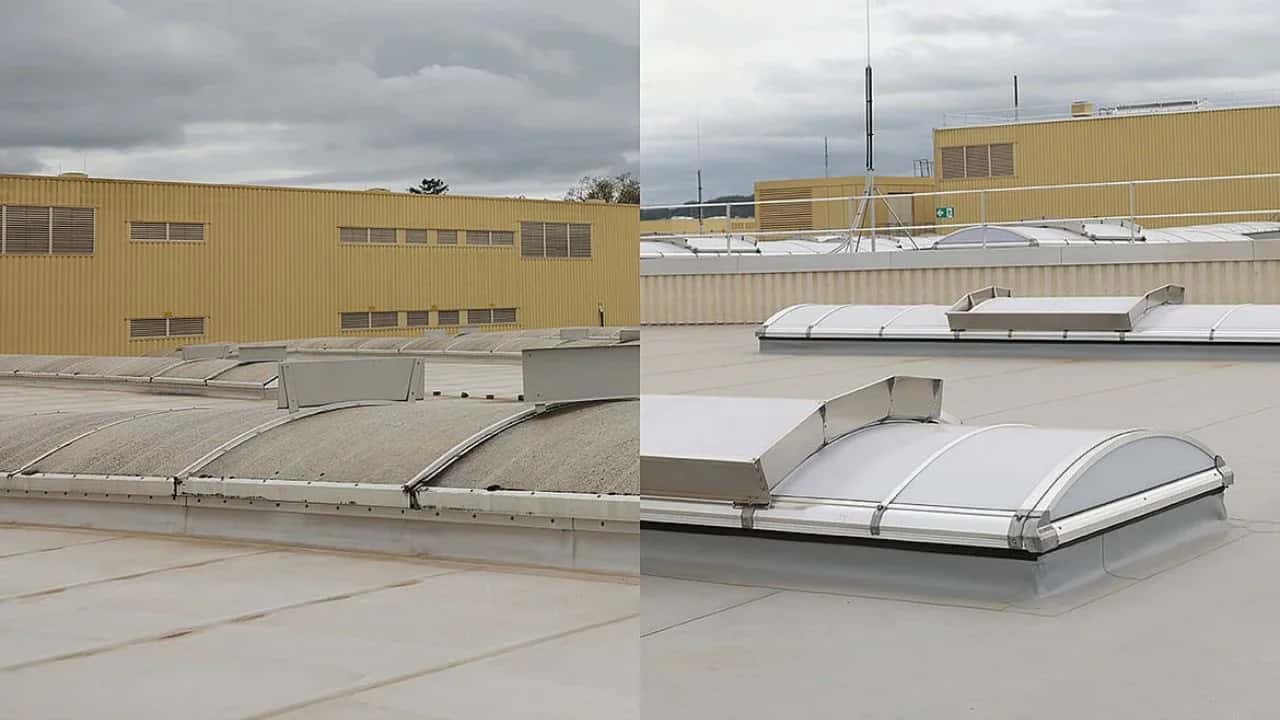 Before: Ponding and leaks. After: Proper slope and watertight membrane.