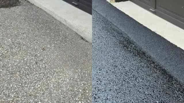 Smooth, properly sloped garage entrance after professional installation